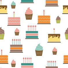 Birthday Cake Flat Seamless Pattern Background Vector Illustrati N8