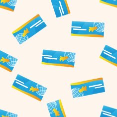 air ticket cartoon seamless pattern background