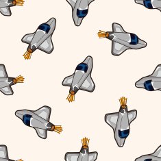 spaceship cartoon seamless pattern background N10