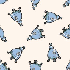 spaceship cartoon seamless pattern background N11