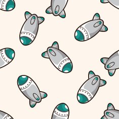 spaceship cartoon seamless pattern background N12