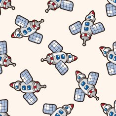 spaceship cartoon seamless pattern background N13