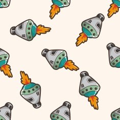 spaceship cartoon seamless pattern background N15