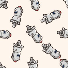 spaceship cartoon seamless pattern background N16