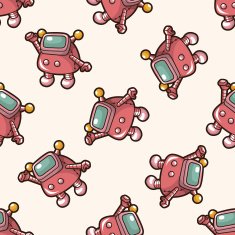 robot cartoon seamless pattern background N19