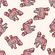 robot cartoon seamless pattern background N21