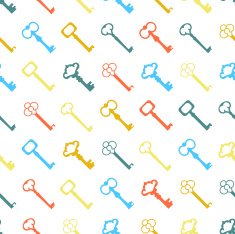 Seamless colorful background made of keys in flat design
