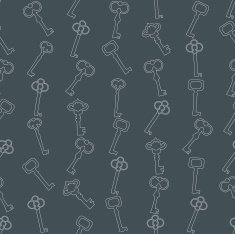 Seamless colorful background made of keys in linear design