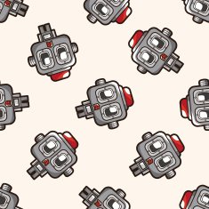 robot cartoon seamless pattern background N24