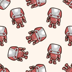 robot cartoon seamless pattern background N26