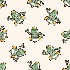 robot cartoon seamless pattern background N28