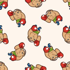 boxer cartoon seamless pattern background N22