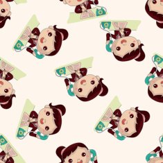 Office workers cartoon seamless pattern background N3