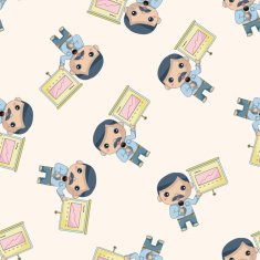 Office workers cartoon seamless pattern background N8