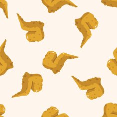 Fried foods theme chicken cartoon seamless pattern background