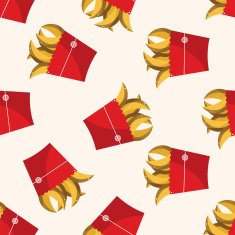 Fried foods theme french fries cartoon seamless pattern background