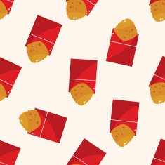 Fried foods theme hashbrown cartoon seamless pattern background