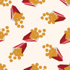 Fried foods theme chicken nuggets cartoon seamless pattern background N2