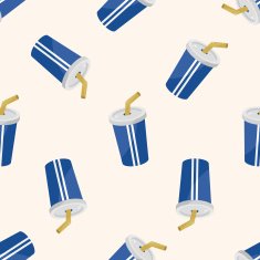 soda drinks cartoon seamless pattern background