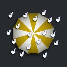 vector modern yellow umbrella with drops N2
