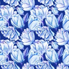 Blue Watercolor Tulip Pattern N4