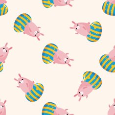 easter rabbit cartoon seamless pattern background N10