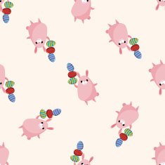 easter rabbit cartoon seamless pattern background N11