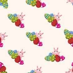 easter rabbit cartoon seamless pattern background N14