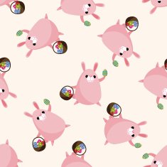 easter rabbit cartoon seamless pattern background N16