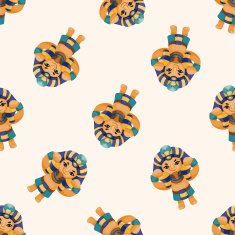 pharaoh cartoon seamless pattern background N6