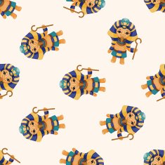 pharaoh cartoon seamless pattern background N8