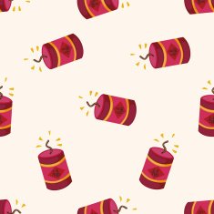 " Wish spring comes" Chinese firecrackers cartoon seamless pattern background