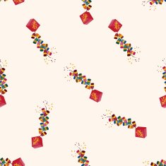 " Wish spring comes" Chinese firecrackers cartoon seamless pattern background N2