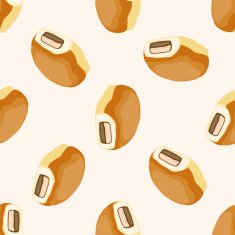 bread cartoon seamless pattern background N16