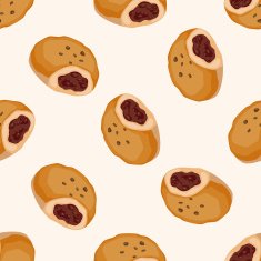 bread cartoon seamless pattern background N17