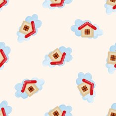 home icon cartoon seamless pattern background