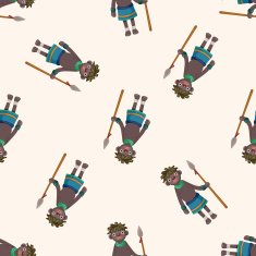 Aborigines cartoon seamless pattern background