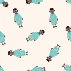 Aborigines cartoon seamless pattern background N6