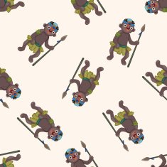 Aborigines cartoon seamless pattern background N7