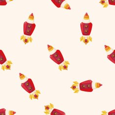 spaceship cartoon seamless pattern background N19