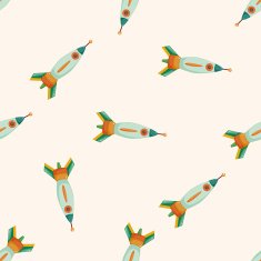 spaceship cartoon seamless pattern background N21
