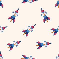 spaceship cartoon seamless pattern background N22