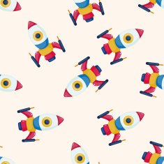 spaceship cartoon seamless pattern background N24