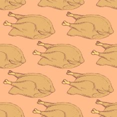 Sketch roasted turkey in vintage style N2