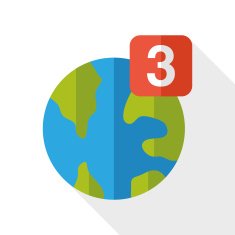 Global technology or social network flat icon with long shadow
