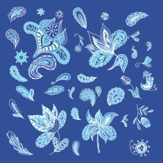 Set of Blue Ethnic Design Elements
