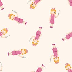 nurse cartoon seamless pattern background N3