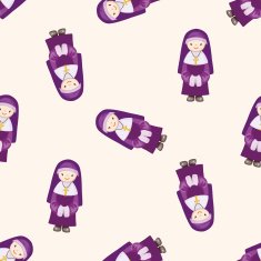 pastor and nun cartoon seamless pattern background N11