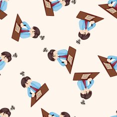 Office workers cartoon seamless pattern background N19