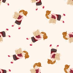 Office workers cartoon seamless pattern background N23
